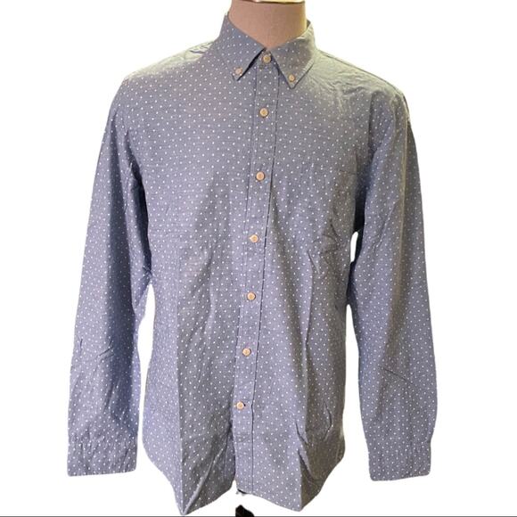 Goodthreads Blue White Cotton Slim Button Front Shirt Large - Picture 1 of 4